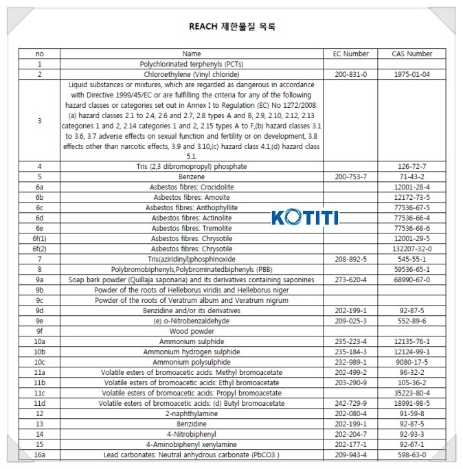 Reach 규제 REACH의 신고, 제한, 허가물질 List(2015.07.01기준) : 네이버 블로그